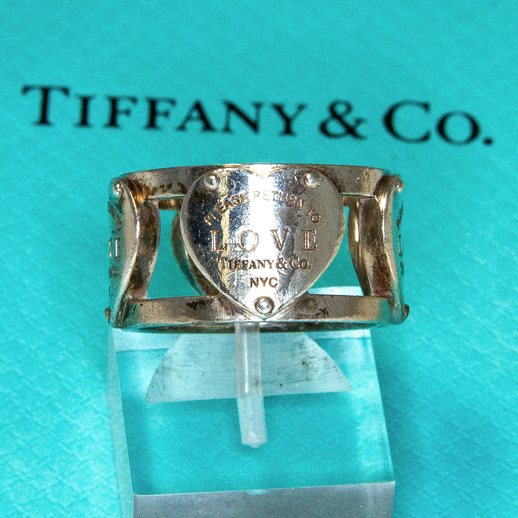 Tiffany & Co. Sterling Silver "Return to Love" Heart Band Ring - Size 7.5
