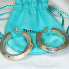 Authentic Vintage Tiffany & Co. 925 Sterling Silver Wide Geometric Open Hoop Earrings