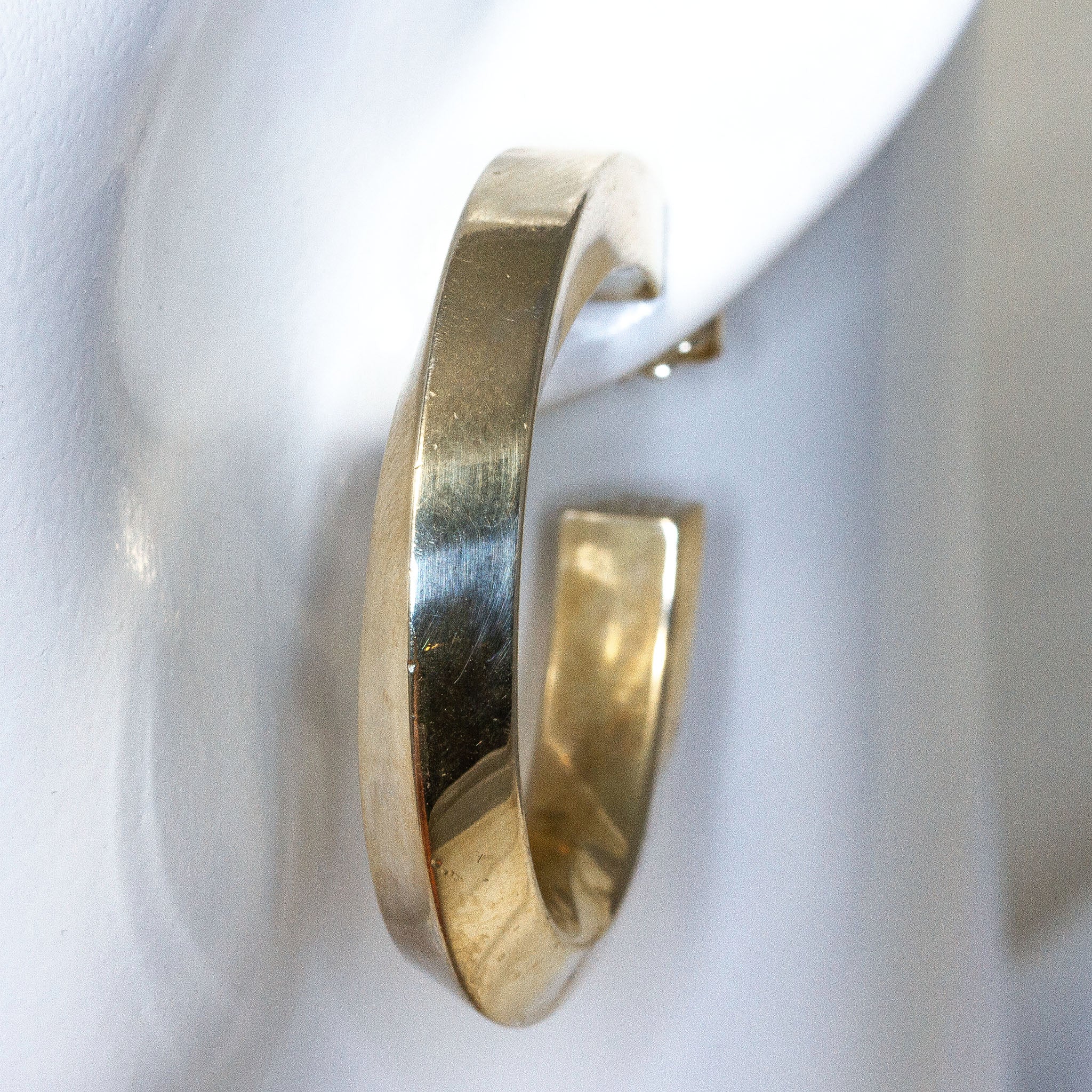 Authentic Vintage Tiffany & Co. 925 Sterling Silver Wide Geometric Open Hoop Earrings Main image