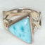 925 Sterling Silver Triangle Larimar Ring - Bezel Set, Size 7