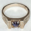 925 Sterling Silver Textured Ring with 5mm Purple Cabochon - Size 9.75
