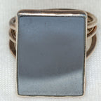 New 925 Sterling Silver Rectangular Hematite Ring - Triple Band, Size 7