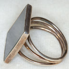 New 925 Sterling Silver Rectangular Hematite Ring - Triple Band, Size 7