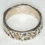 925 Sterling Silver Tree Bark Patterned Band Ring - Size 6.5