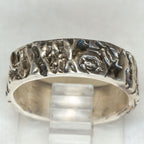 925 Sterling Silver Tree Bark Patterned Band Ring - Size 6.5