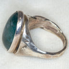 925 Sterling Silver Oval Moss Agate Ring - 13x17mm Bezel Set Cabochon, Size 6