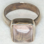 925 Sterling Silver Star Rose Quartz Ring - 10x10mm Bezel Set Cabochon, Size 6
