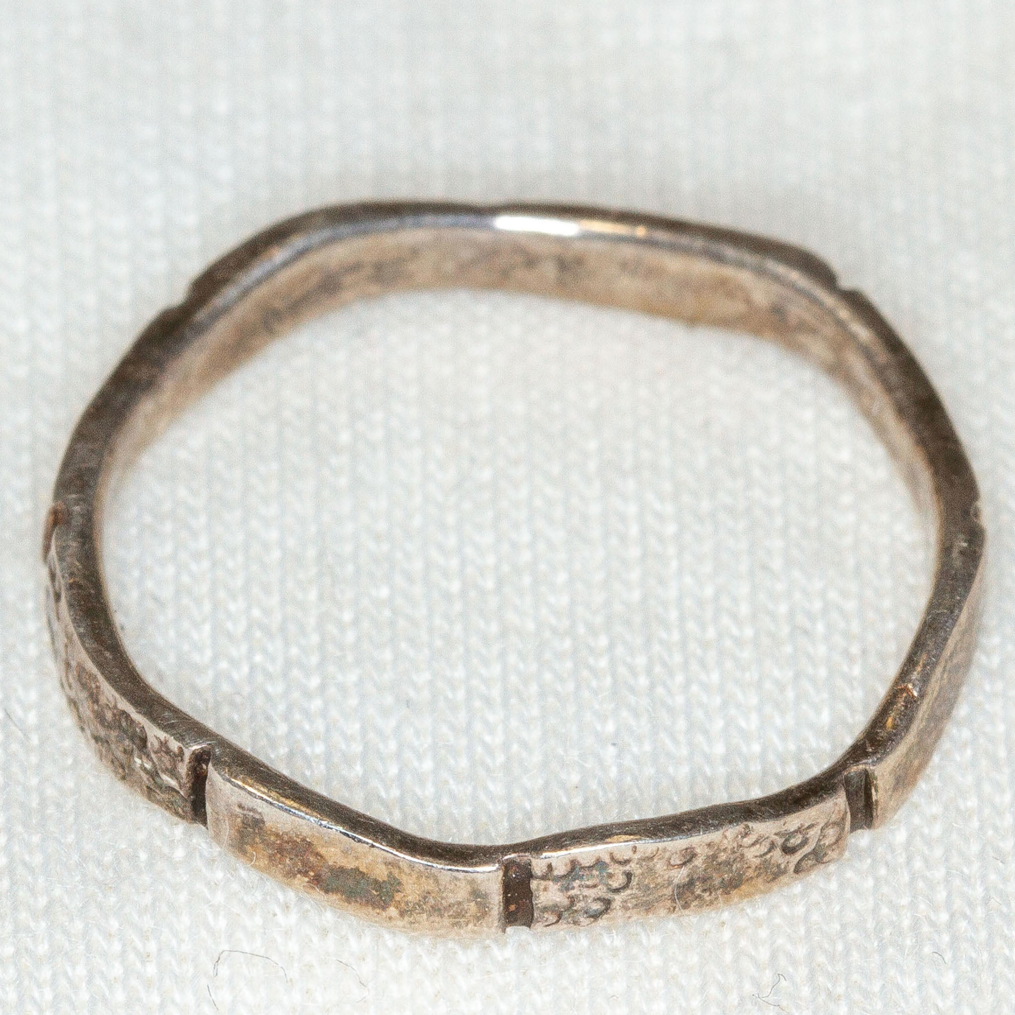 Sterling Silver Textured Stacking Ring - Notched Wave Band, Size 5