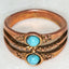 Artisan Copper Triple Band Ring with Twin Turquoise Cabochons - Size 7