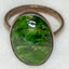 Artisan 925 Sterling Silver Green Diopside Ring - 14x18mm Oval Cabochon, Size 6.5