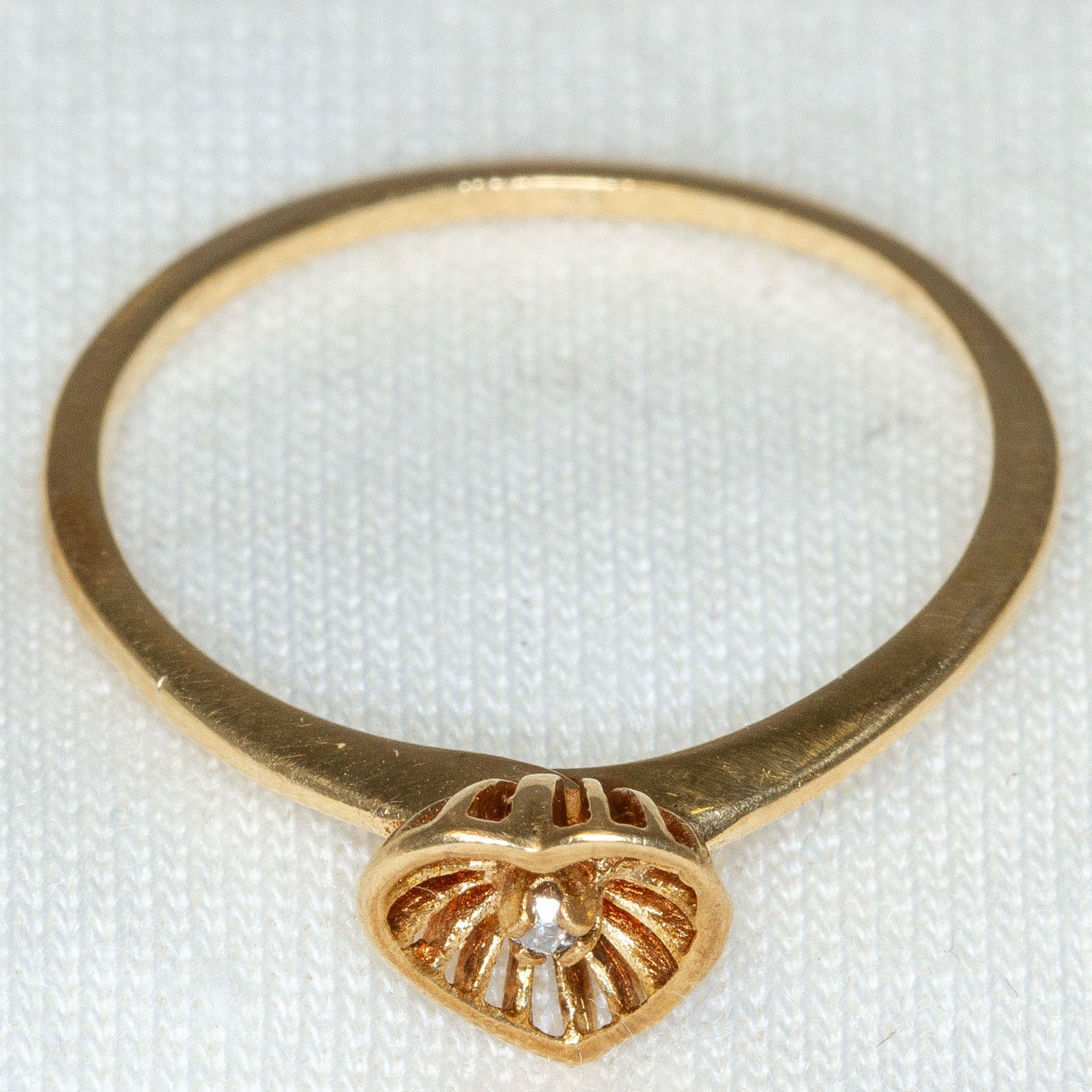 10K Yellow Gold Moissanite Heart Ring - Openwork Setting, Size 6.25 Main image