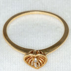 10K Yellow Gold Moissanite Heart Ring - Openwork Setting, Size 6.25