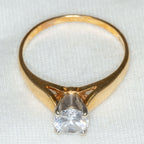 10K Yellow Gold Cubic Zirconia Solitaire Ring - 6mm, Size 7.75