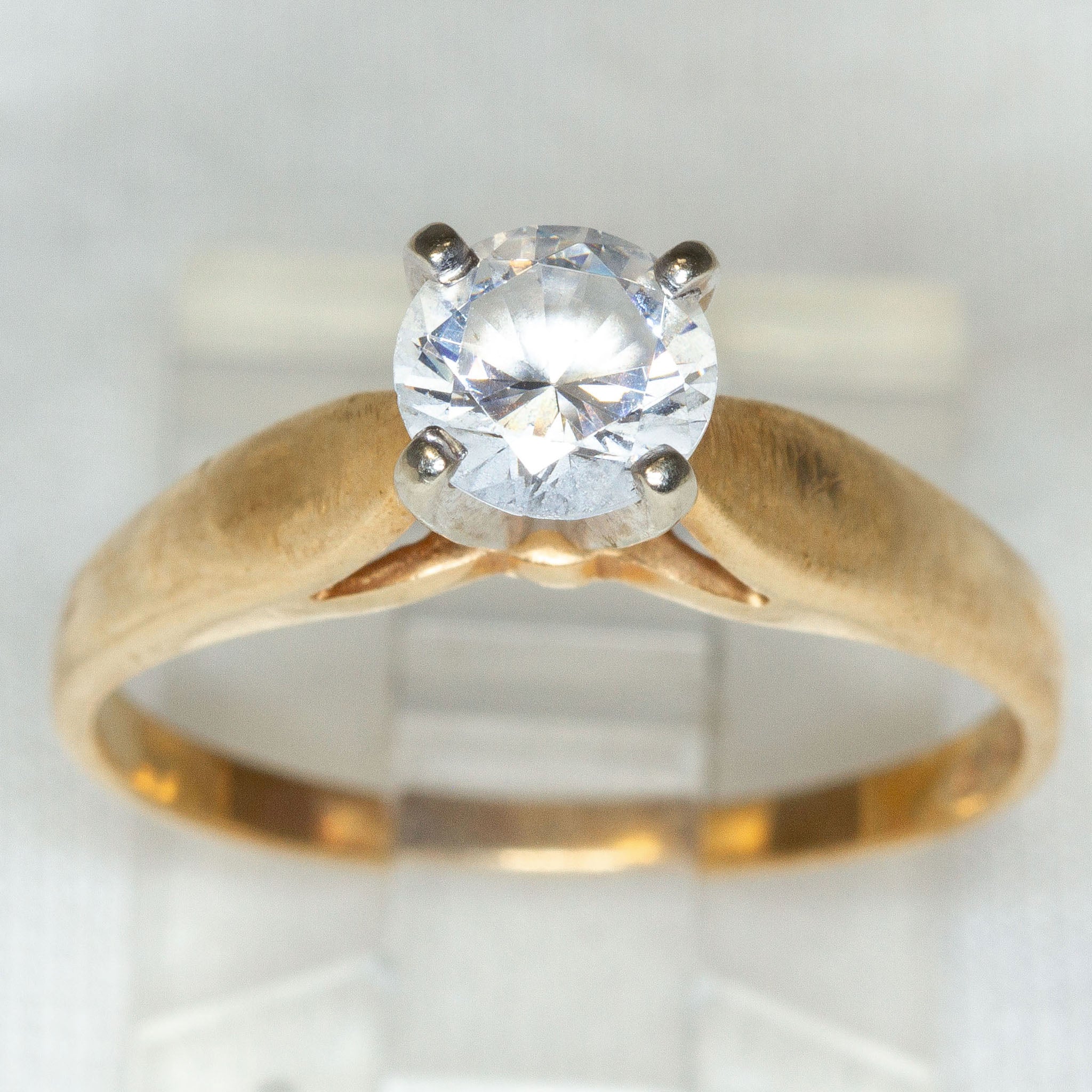 10K Yellow Gold Cubic Zirconia Solitaire Ring - 6mm, Size 7.75 Secondary image