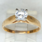 10K Yellow Gold Cubic Zirconia Solitaire Ring - 6mm, Size 7.75