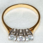 10K Yellow Gold Three-Stone Cubic Zirconia Ring - Size 7.5