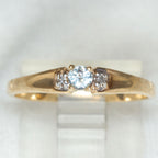 10K Yellow Gold Aquamarine & Diamond Accent Ring - Size 6.5