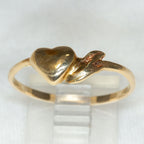 10K Yellow Gold Heart Ring - Asymmetrical Minimalist Design, Size 9