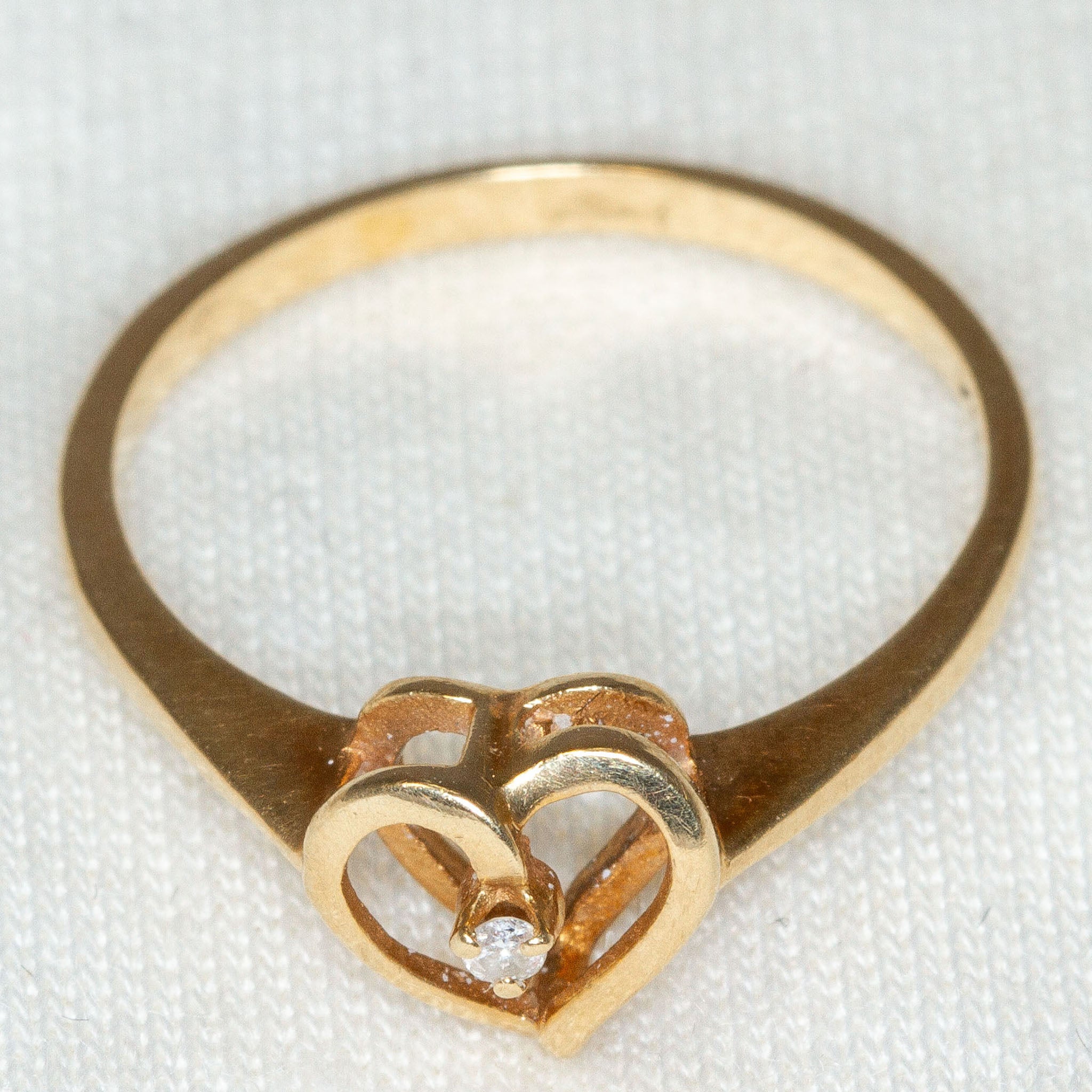 10K Yellow Gold Open Heart Diamond Accent Ring - Size 5.5 Main image