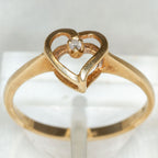10K Yellow Gold Open Heart Diamond Accent Ring - Size 5.5
