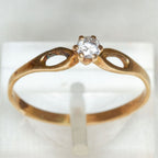 10K Yellow Gold Cubic Zirconia Solitaire Ring - Open Shoulder Design, Size 6