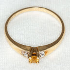10K Yellow Gold Citrine & Diamond Accent Ring - Size 6.5