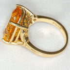 10K Yellow Gold Laser-Cut Citrine Statement Ring - 14x18mm, Size 7.5