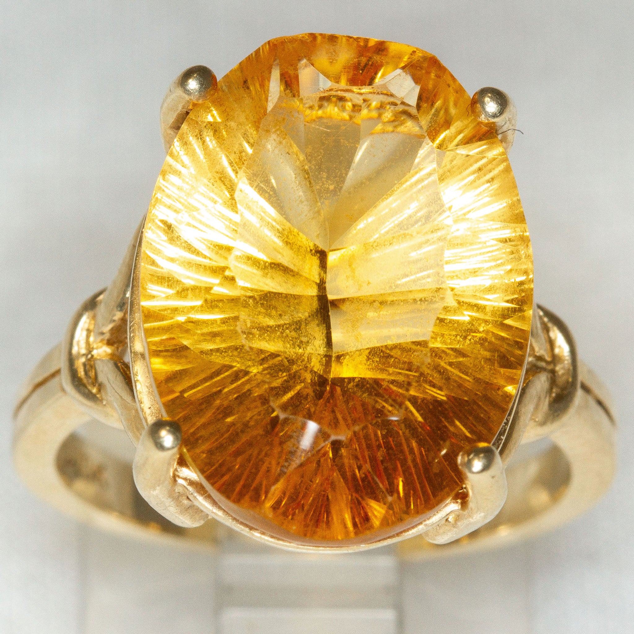 10K Yellow Gold Laser-Cut Citrine Statement Ring - 14x18mm, Size 7.5 Secondary image