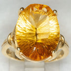 10K Yellow Gold Laser-Cut Citrine Statement Ring - 14x18mm, Size 7.5
