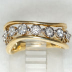 10K Yellow Gold Diamond Multi-Stone Wave Ring - Illusion Settings, Size 4.5