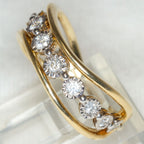 10K Yellow Gold Diamond Multi-Stone Wave Ring - Illusion Settings, Size 4.5