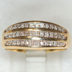 10K Yellow Gold Three-Row Channel Set Diamond Band - Size 9.75