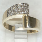 10K Yellow Gold Pave Diamond Asymmetrical Bypass Ring - Size 5.5