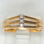 10K Yellow Gold Triple-Band Chevron Diamond Ring - Size 5.5