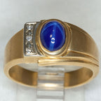 10K Yellow Gold Linde Star Sapphire & Diamond Ring - Size 9