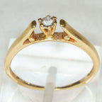 10K Yellow Gold 0.10ct Diamond Solitaire Ring - Open Shoulder Design, Size 6