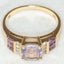 Vintage 10K Yellow Gold Cushion-Cut Amethyst & Diamond Accent Ring - Size 7