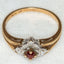 10K Yellow Gold Garnet & Diamond Floral Heart Ring - Size 6.5