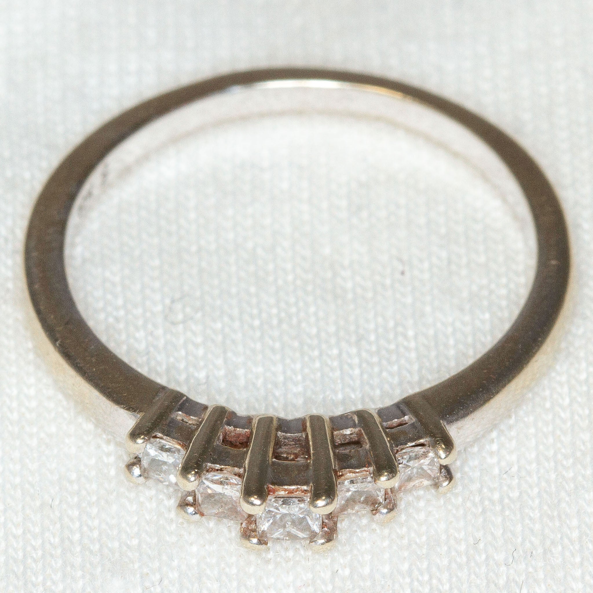 10K White Gold 0.34ctw Princess Cut Diamond Five-Stone Band - Size 6.5 Main image