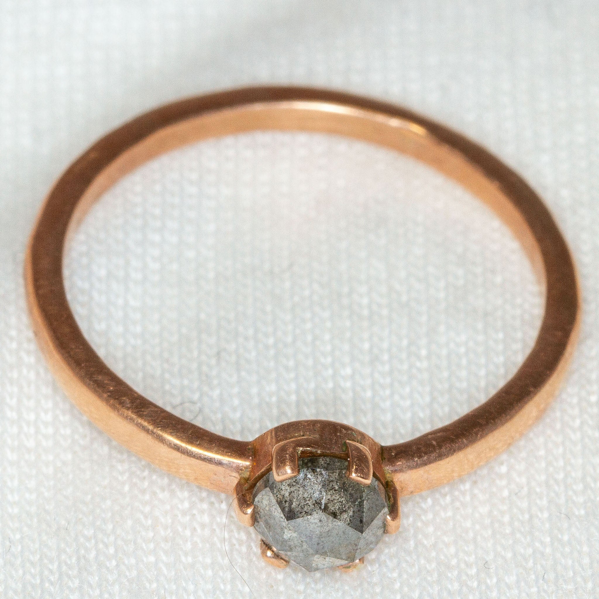 10K Rose Gold 0.50ct Salt & Pepper Diamond Solitaire Ring - Size 7