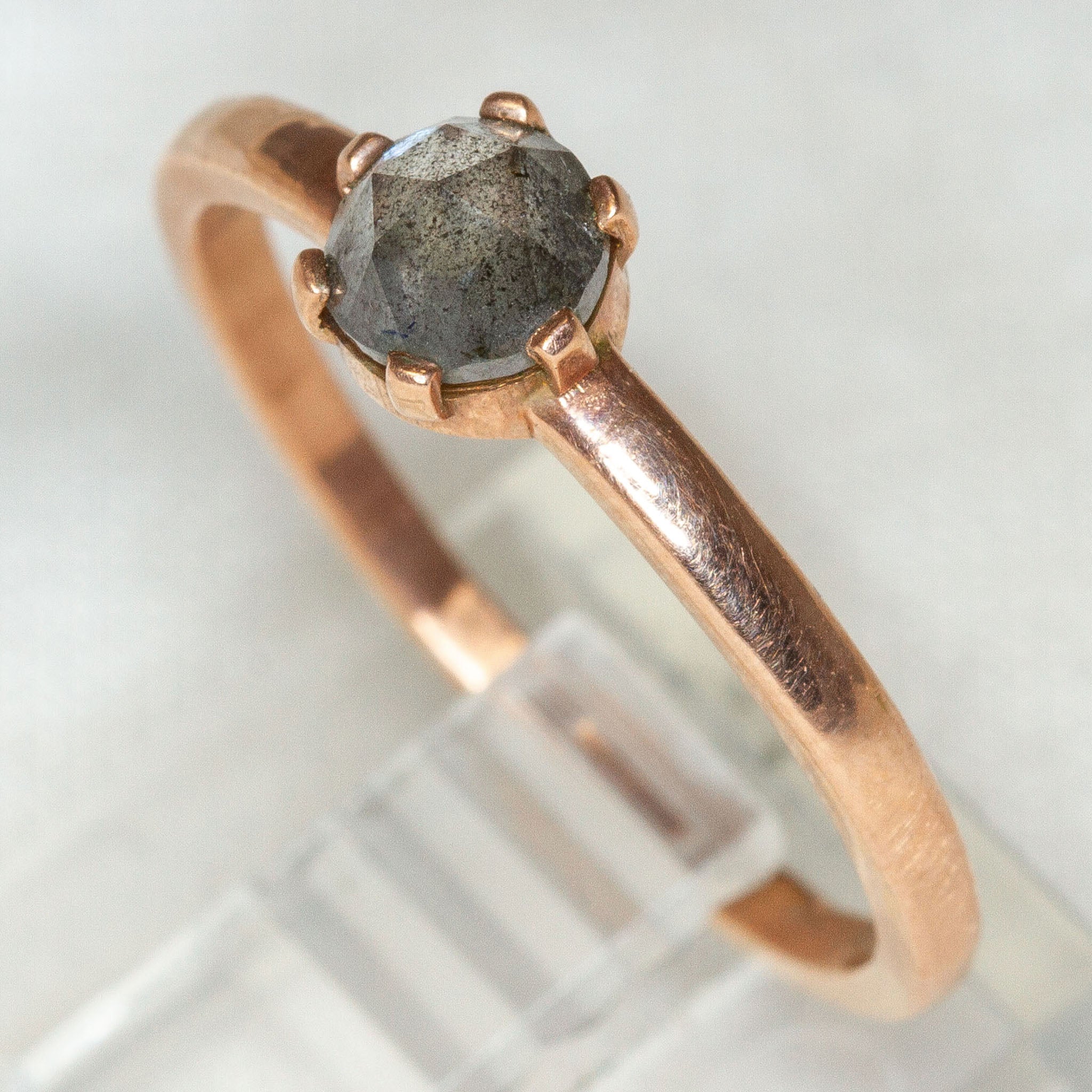 10K Rose Gold 0.50ct Salt & Pepper Diamond Solitaire Ring - Size 7