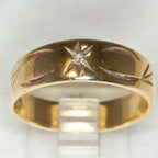10K Yellow Gold Star-Set Diamond Engraved Band - 7mm, Size 10