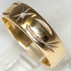 10K Yellow Gold Star-Set Diamond Engraved Band - 7mm, Size 10