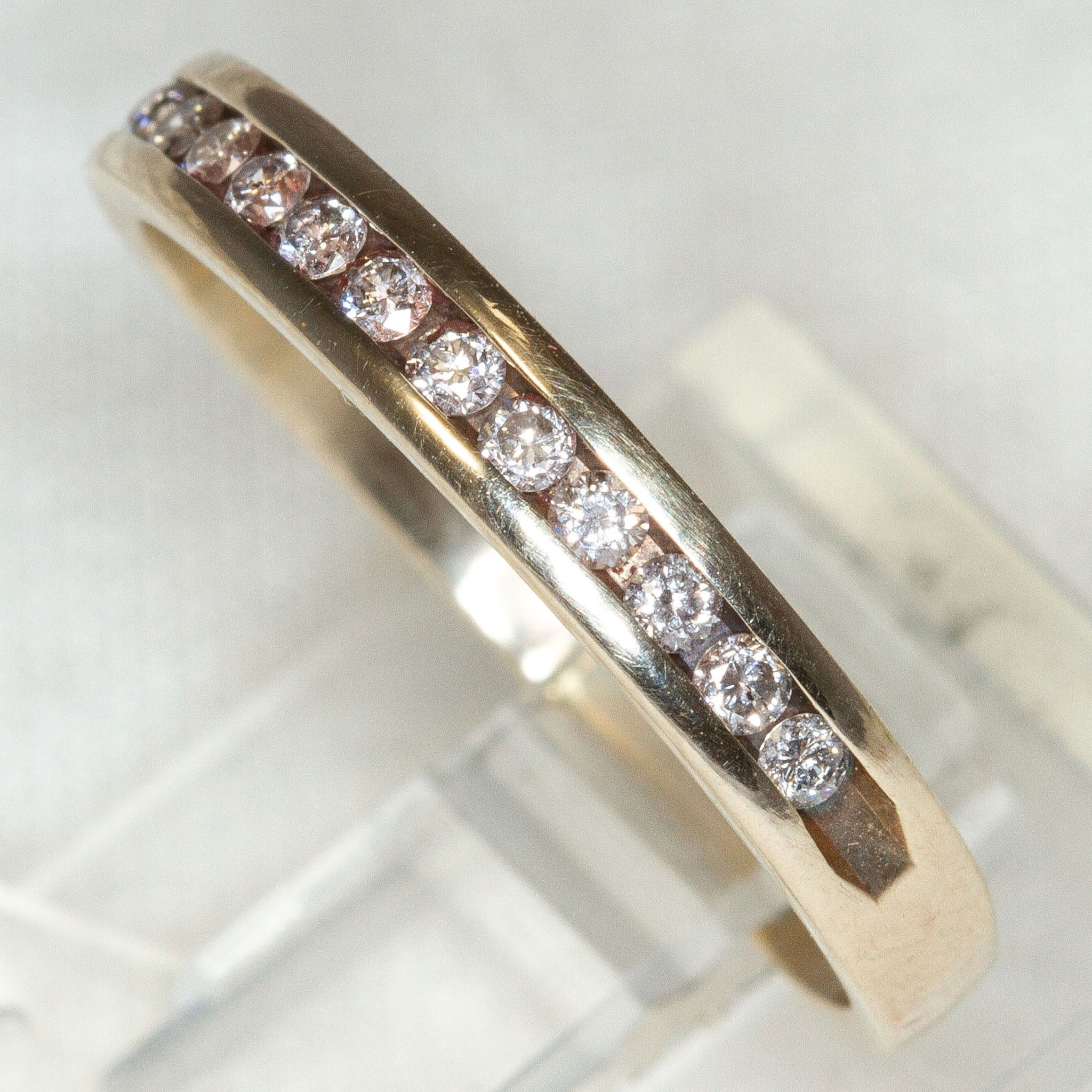 14K White Gold 0.13ctw Channel-Set Moissanite Band - Size 7