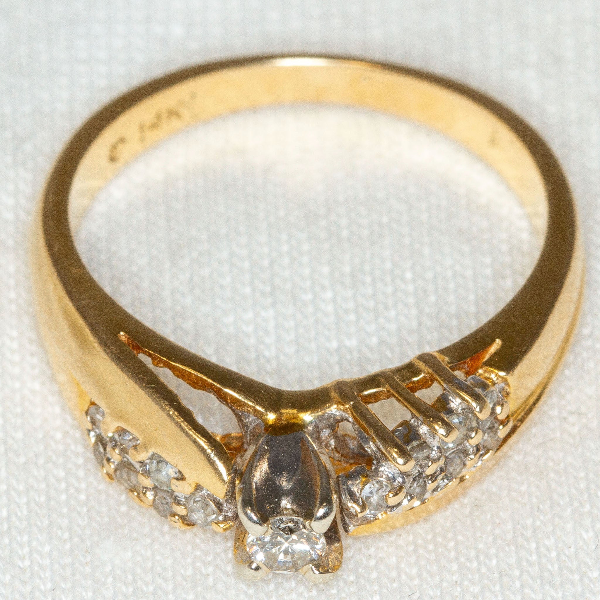 14K Yellow Gold Diamond Accent Engagement Ring - 0.24ctw, Size 5.5
