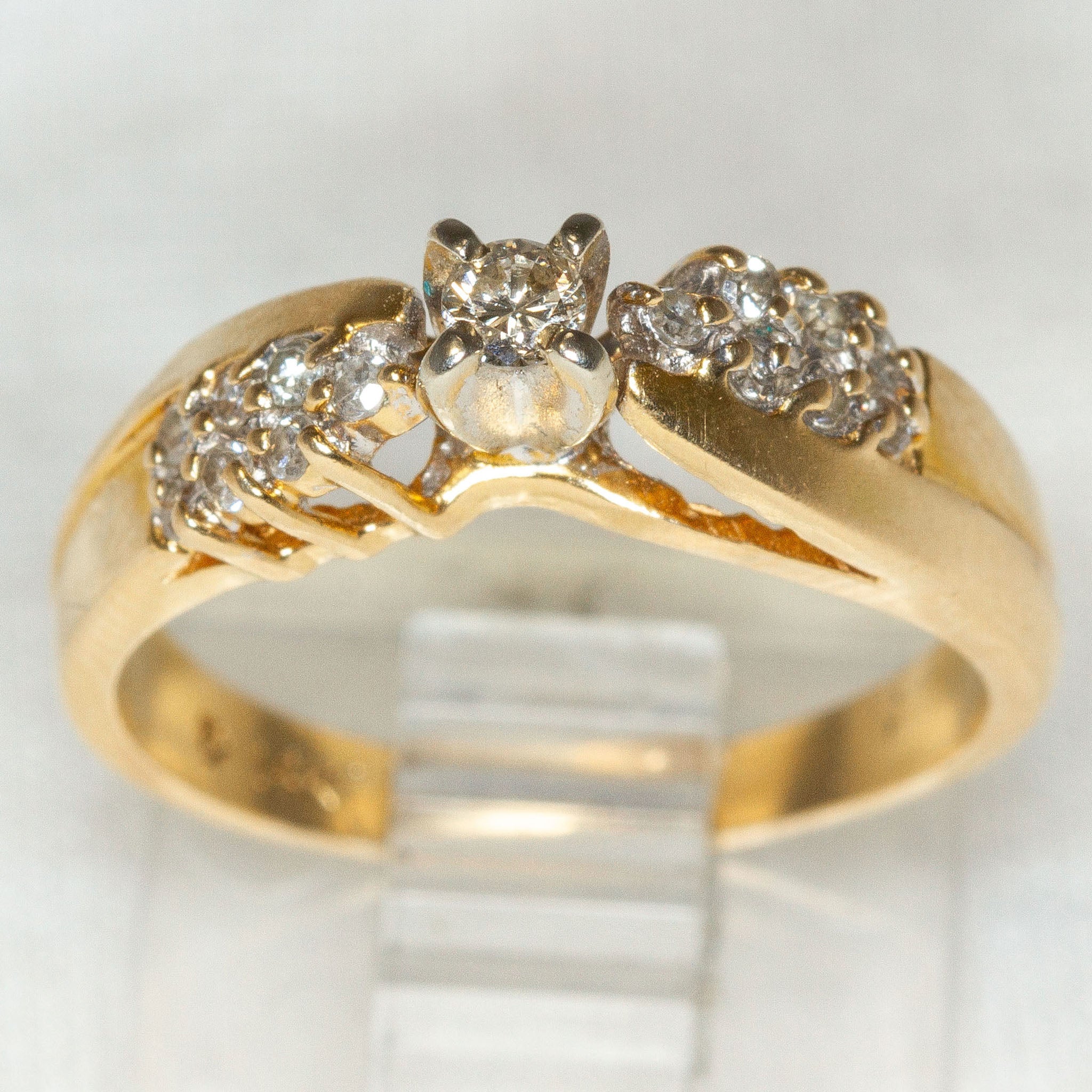 14K Yellow Gold Diamond Accent Engagement Ring - 0.24ctw, Size 5.5 Secondary image