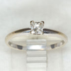 14K White Gold 0.30ct Princess Cut Diamond Solitaire Engagement Ring - Size 6