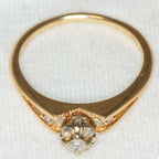 14K Yellow Gold Floral Illusion Diamond Ring - Size 7.5