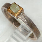 Artisan Mixed Metal 925 Silver & 10K Gold Raw Diamond Ring - Size 6.25