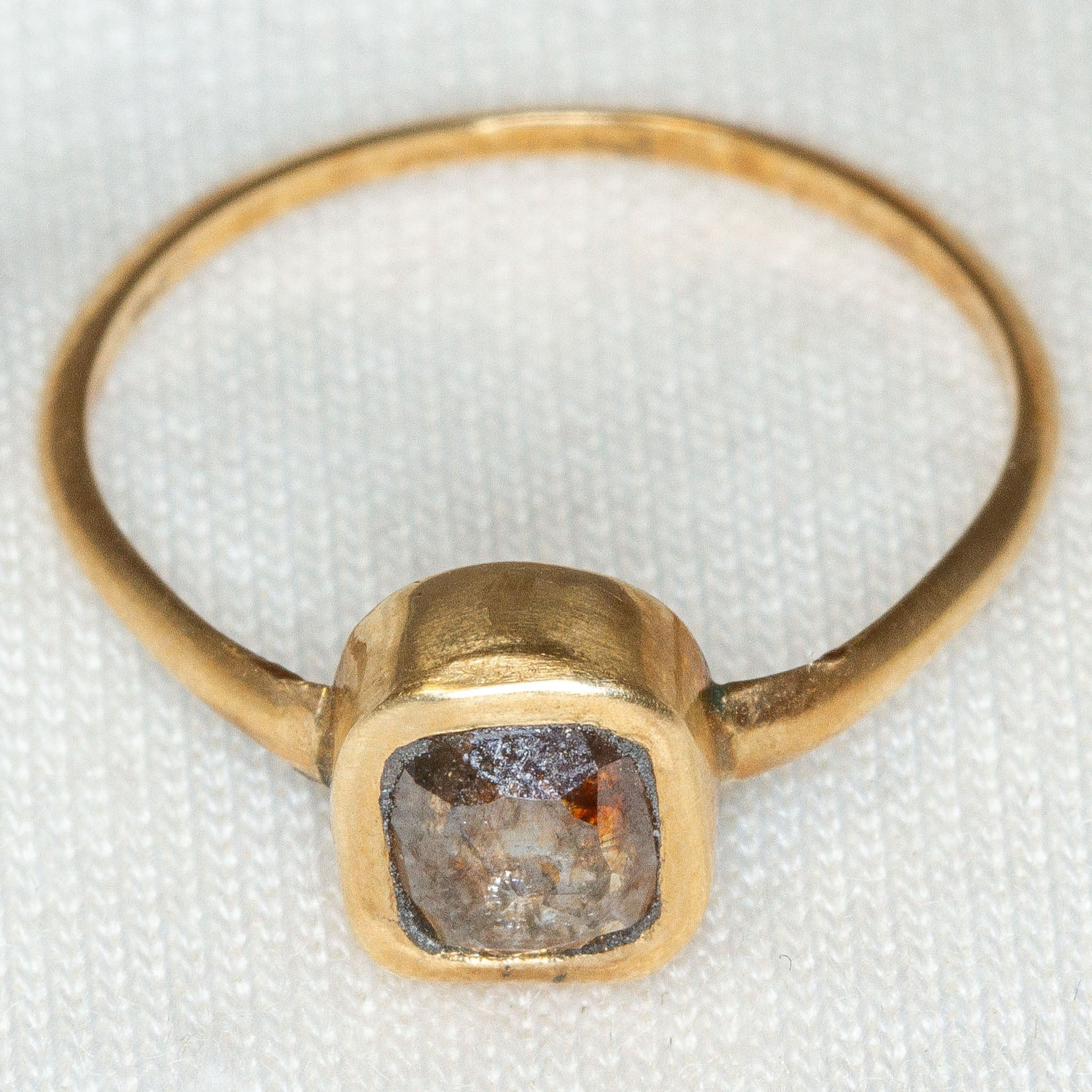 10K Yellow Gold 0.55ct Rustic Brown Diamond Bezel Solitaire Ring - Size 5 Main image